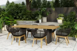Sale Bob Garten-Essgruppe, anthrazit/natur, Alu/recycled Teak/Rope, 220 x 100 cm, 6 x Sessel, FSC®-zertifiziertes Produkt Stahl-Gartenmöbel|Garten-Essgruppen
