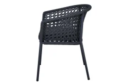 Discount Bob/Zui Garten-Essgruppe, anthrazit/dunkelgrau, Alu/recycled Teak/Rope, 220 x 100 cm, 6 x Sessel, inkl. Polster Garten-Essgruppen