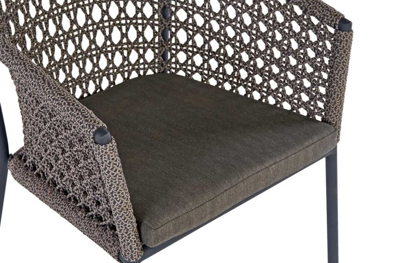 Online Bob/Zui Garten-Essgruppe, anthrazit/hellgrau, Alu/recycled Teak/Rope, 220 x 100 cm, 6 x Sessel, inkl. Polster Garten-Essgruppen