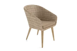 Best Borneo Cocktail-Sessel, beige-meliert, Polyrattan/Akazie, Gebürstet, Polster Inklusive, FSC®-zertifiziertes Produkt Polyrattan-Gartenmöbel|Gartenstühle & Gartensessel