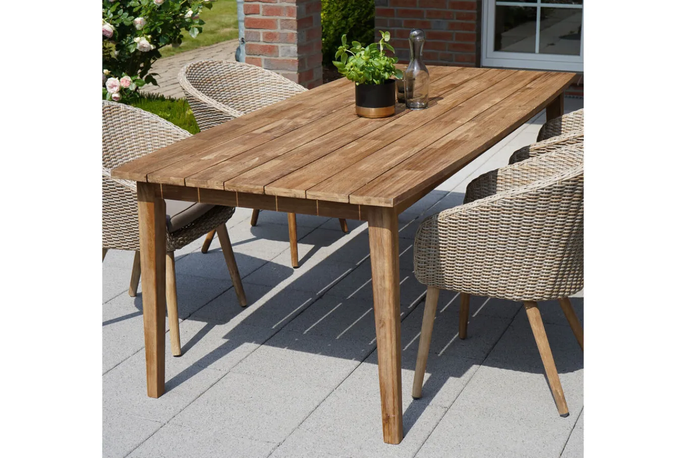 Best Borneo Dining-Tisch, Akazie, gebürstet, 180 x 90 cm, FSC®-zertifiziertes Produkt Gartentische|Akazien-Gartenmöbel