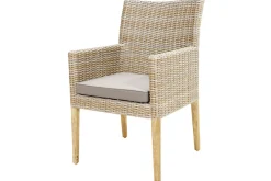 Borneo Garten-Essgruppe, beige-meliert, Polyrattan/Akazie, Tisch 180 x 90 cm, 6 Landhaussessel, FSC®-zertifiziertes Produkt Polyrattan-Gartenmöbel|Garten-Essgruppen