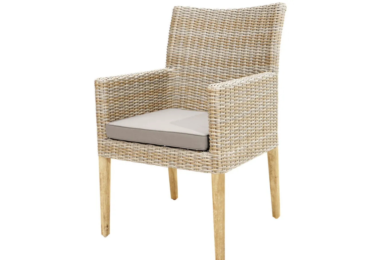Sale Borneo Garten-Essgruppe, beige-meliert, Polyrattan/Akazie, Tisch 220 x 100 cm, 6 Landhaussessel, FSC®-zertifiziertes Produkt Polyrattan-Gartenmöbel|Garten-Essgruppen