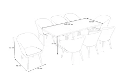 Hot Borneo Garten-Essgruppe, beige/natur, Akazie/Polyrattan, Ausziehtisch 180/240 x 100 cm, 8 Cocktail-Sessel, Polster Inklusive, FSC®-zertifiziertes Produkt Garten-Essgruppen|Akazien-Gartenmöbel