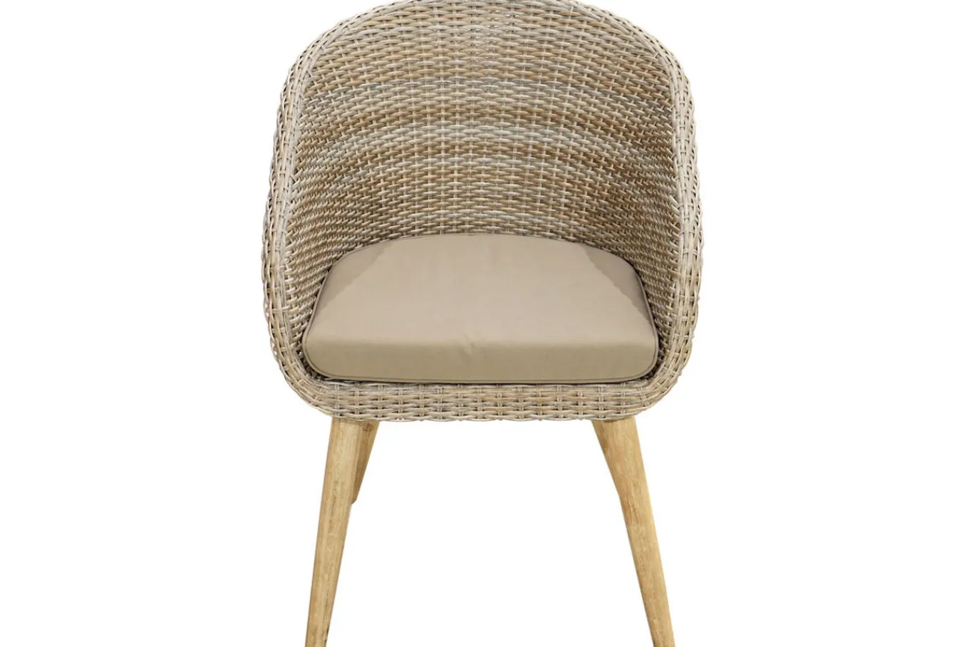 Outlet Borneo Garten-Essgruppe, beige-meliert, Polyrattan/Akazie, Tisch 220 x 100 cm, 6 Cocktail-Sessel, FSC®-zertifiziertes Produkt Polyrattan-Gartenmöbel|Garten-Essgruppen