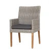 New Borneo/Kota Garten-Essgruppe, natur/grau-meliert, Akazie/Alu/Polyrattan, 180x90cm, 6 Landhaussessel, FSC®-zertifiziertes Produkt Garten-Essgruppen|Akazien-Gartenmöbel