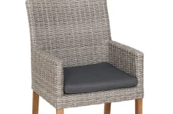 New Borneo/Kota Garten-Essgruppe, natur/grau-meliert, Akazie/Alu/Polyrattan, 180x90cm, 6 Landhaussessel, FSC®-zertifiziertes Produkt Garten-Essgruppen|Akazien-Gartenmöbel