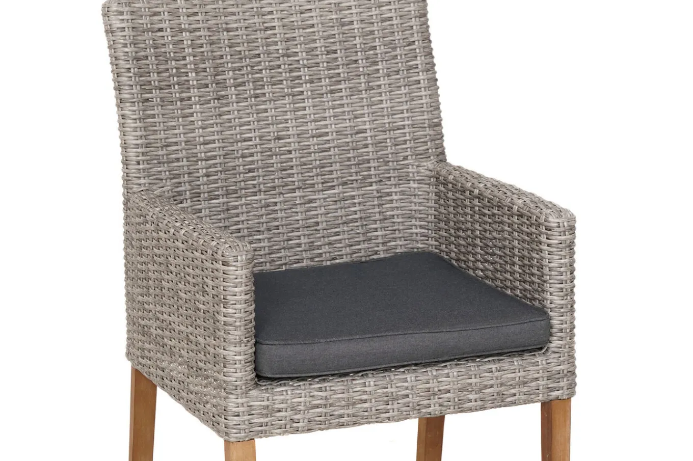 Discount Borneo/Kota Garten-Essgruppe, natur/grau-meliert, Akazie/Alu/Polyrattan, 180x90cm, 4 Cocktailsessel, 2 Landhaussessel, FSC®-zertifiziertes Produkt Garten-Essgruppen|Akazien-Gartenmöbel