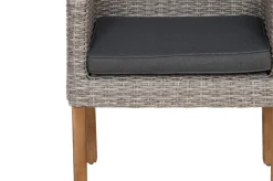 Discount Borneo/Kota Garten-Essgruppe, natur/grau-meliert, Akazie/Alu/Polyrattan, 180x90cm, 4 Cocktailsessel, 2 Landhaussessel, FSC®-zertifiziertes Produkt Garten-Essgruppen|Akazien-Gartenmöbel