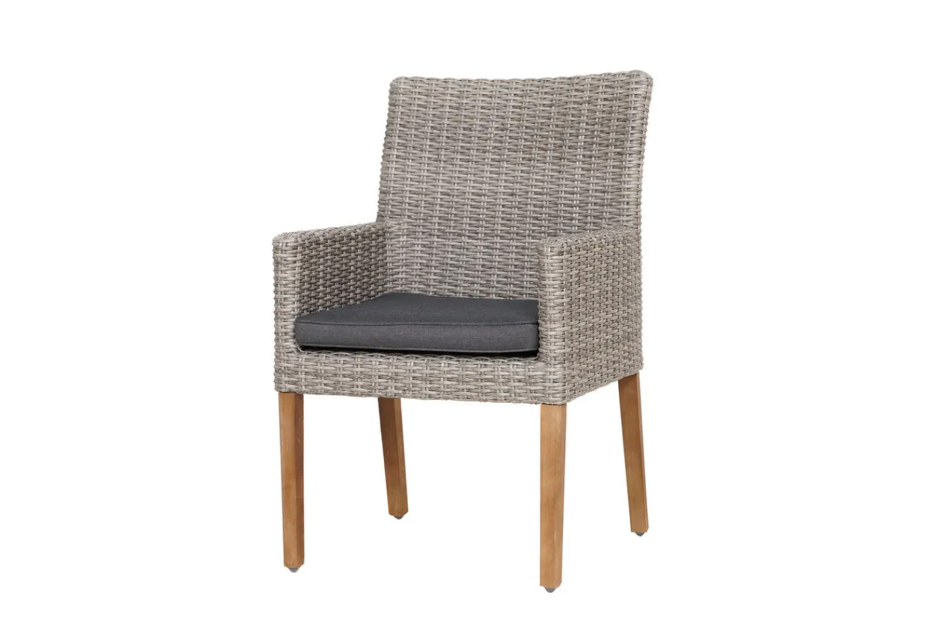 Online Borneo/Kota Garten-Essgruppe, natur/grau-meliert, Akazie/Alu/Polyrattan, 220x100 cm, 3 Cocktail-, 3 Landhaussessel, FSC®-zertifiziertes Produkt Garten-Essgruppen|Akazien-Gartenmöbel