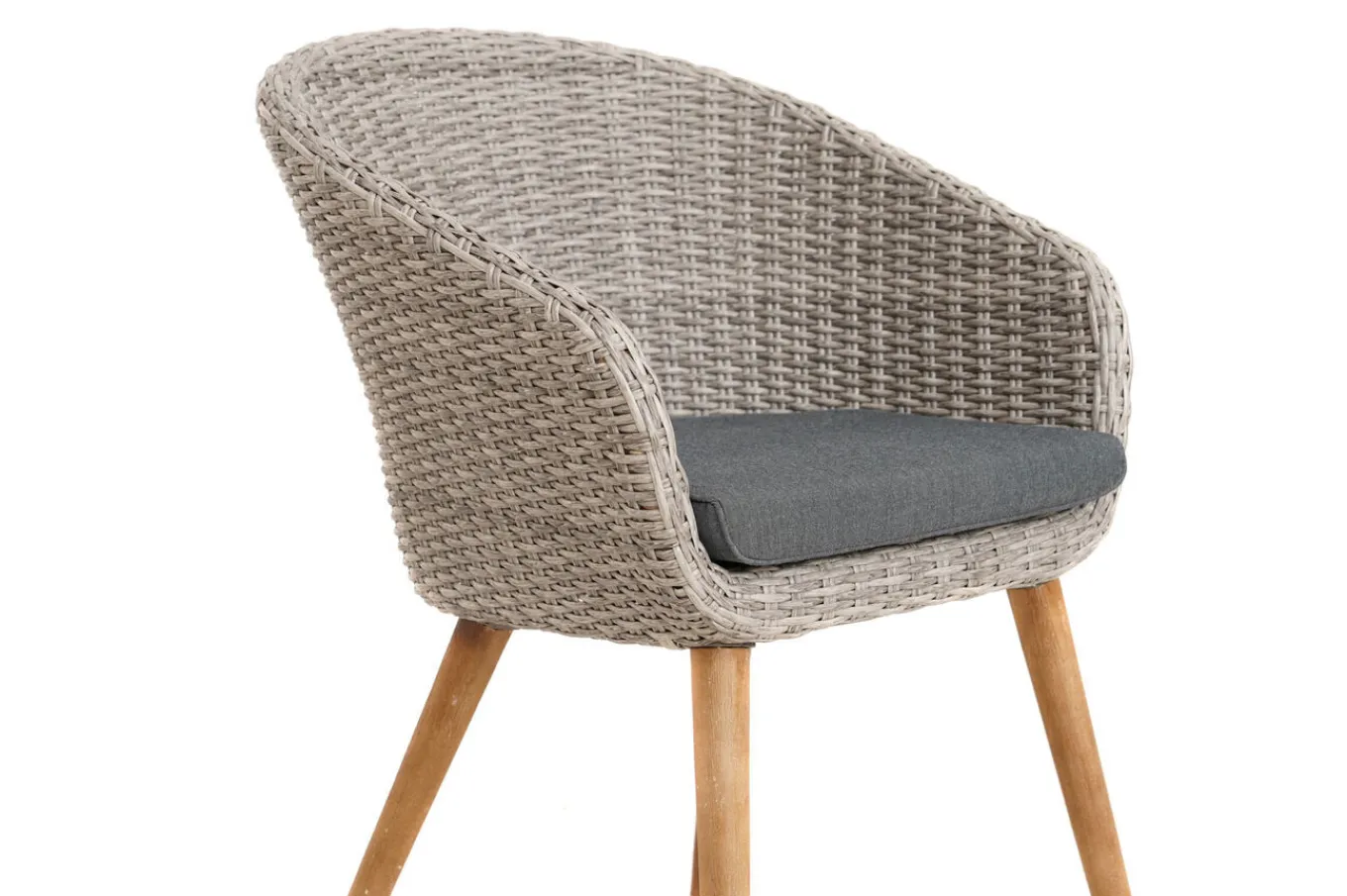 Online Borneo/Kota Garten-Essgruppe, natur/grau-meliert, Akazie/Alu/Polyrattan, 220x100 cm, 3 Cocktail-, 3 Landhaussessel, FSC®-zertifiziertes Produkt Garten-Essgruppen|Akazien-Gartenmöbel