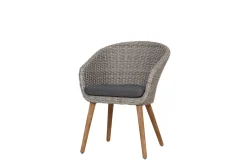 Online Borneo/Kota Garten-Essgruppe, natur/grau-meliert, Akazie/Alu/Polyrattan, 220x100 cm, 3 Cocktail-, 3 Landhaussessel, FSC®-zertifiziertes Produkt Garten-Essgruppen|Akazien-Gartenmöbel