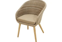 Hot Borneo Set, beige-meliert, Polyrattan/Akazie, Tisch 220 x 100 cm, 3 Cocktail-, 3 Landhaussessel, FSC®-zertifiziertes Produkt Polyrattan-Gartenmöbel|Garten-Essgruppen