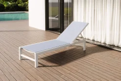 Online Boston Liege, creme/weiß, Aluminium, 190 x 62 cm, ergonomisch, rückenschonend, horizontal verstellbar, pulverbeschichtet Gartenliegen|Aluminium-Gartenmöbel