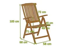 Best Bounty Klappsessel, natur, Teakholz, 58 x 68 x 105 cm Gartenstühle & Gartensessel