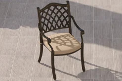 Clearance Cambridge Gartenstuhl, bronze/khaki, Alu/Polyester, ca. 68 x 65 x 89 cm, inkl. Kissen, stapelbar, pulverbeschichtet Aluminium-Gartenmöbel|Gartenstühle & Gartensessel