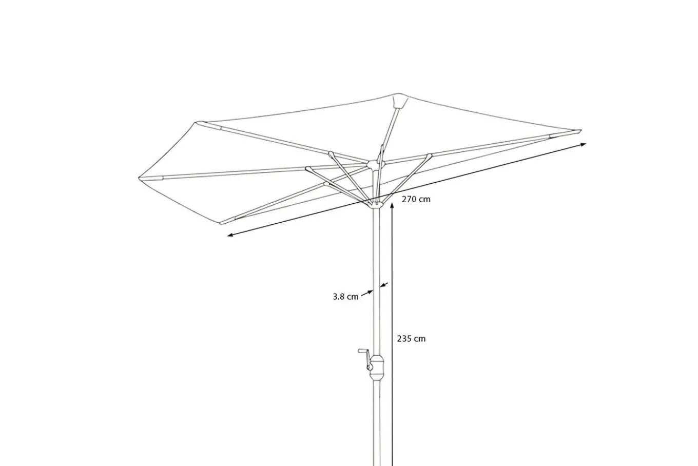 Discount Cambridge Halbschirm, khaki/dunkelgrau, Aluminium/Stahl/Polyester, Ø 270 cm, mit Kurbel, UV50+, platzsparend Sonnenschirme