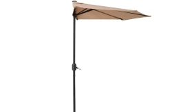 Discount Cambridge Halbschirm, khaki/dunkelgrau, Aluminium/Stahl/Polyester, Ø 270 cm, mit Kurbel, UV50+, platzsparend Sonnenschirme