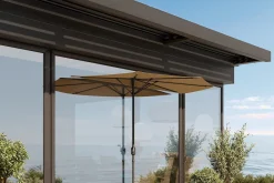 Discount Cambridge Halbschirm, khaki/dunkelgrau, Aluminium/Stahl/Polyester, Ø 270 cm, mit Kurbel, UV50+, platzsparend Sonnenschirme