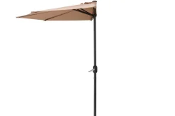 Discount Cambridge Halbschirm, khaki/dunkelgrau, Aluminium/Stahl/Polyester, Ø 270 cm, mit Kurbel, UV50+, platzsparend Sonnenschirme