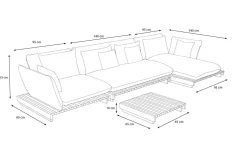 Hot Catania Gartenlounge für 5-6 Personen, creme/grau, Alu/Teak/Olefin, wetterbeständig, FSC®-zertifiziertes Produkt Gartenlounge
