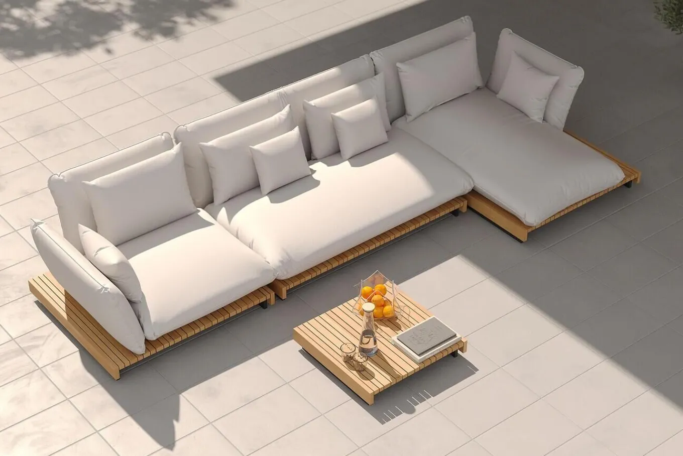 Hot Catania Gartenlounge für 5-6 Personen, creme/grau, Alu/Teak/Olefin, wetterbeständig, FSC®-zertifiziertes Produkt Gartenlounge
