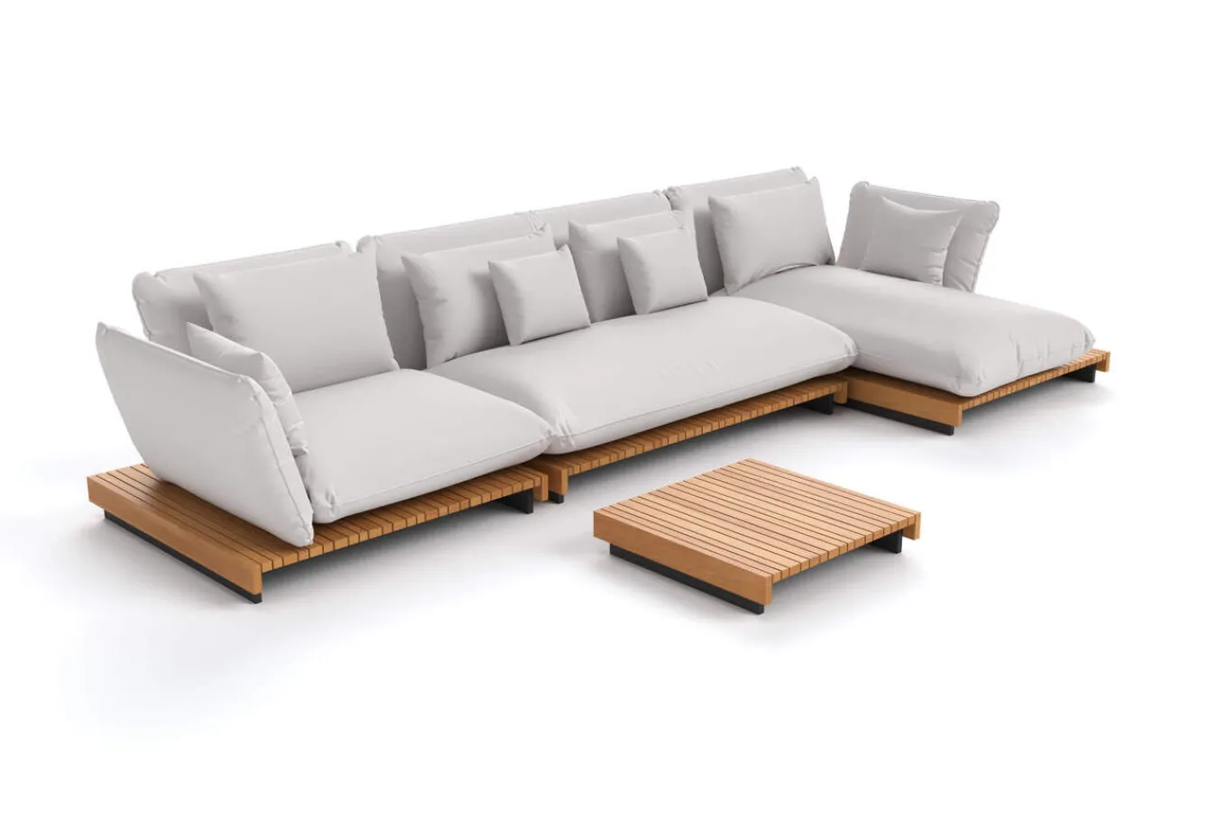 Hot Catania Gartenlounge für 5-6 Personen, creme/grau, Alu/Teak/Olefin, wetterbeständig, FSC®-zertifiziertes Produkt Gartenlounge