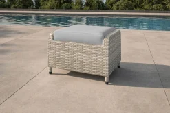 New Country Collection Hocker, desert-beige, Alu/Polyrattan, 50 x 65 x 43 cm, witterungsbeständig, inkl. Auflage Aluminium-Gartenmöbel|Gartenstühle & Gartensessel