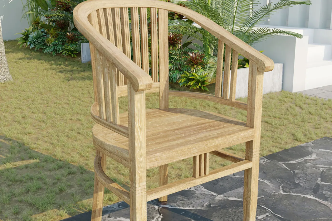 Sale Dallas/Batavia Garten-Essgruppe, natur, Teak, 120/170x120 cm, 4x Armlehnensessel, inkl. Auflage Garten-Essgruppen