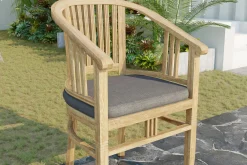Outlet Dallas/Batavia Garten-Essgruppe, natur, Teak, 120/170x120 cm, 6x Armlehnensessel, inkl. Auflage Garten-Essgruppen