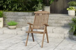 Best Dallas/Bounty Garten-Essgruppe, natur, Teak, 120/170x120 cm, 4x Klappstuhl Garten-Essgruppen|Teak-Gartenmöbel