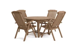 Best Dallas/Bounty Garten-Essgruppe, natur, Teak, 120/170x120 cm, 4x Klappstuhl Garten-Essgruppen|Teak-Gartenmöbel