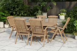 Hot Dallas/Bounty Garten-Essgruppe, natur, Teak, 120/170x120 cm, 6x Klappstuhl Garten-Essgruppen