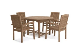 Best Dallas/Washington Garten-Essgruppe, natur, Teak, 120/170x120 cm, 4x Stapelsessel Garten-Essgruppen