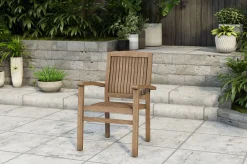 Best Dallas/Washington Garten-Essgruppe, natur, Teak, 120/170x120 cm, 4x Stapelsessel Garten-Essgruppen