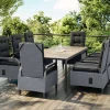 Sale Darwin Garten-Essgruppe mit 8 Dining Sesseln, anthrazit/grau, Alu/Polyrattan, Tisch 200 x 100 cm, verstellbare Rückenlehne Polyrattan-Gartenmöbel|Garten-Essgruppen