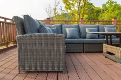 Clearance Dining-Lounge, grau, Polyrattan, 5-6 Personen, höhenverstellbarer Loungetisch, inkl. Polster Polyrattan-Gartenmöbel|Gartenlounge