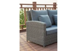 Clearance Dining-Lounge, grau, Polyrattan, 5-6 Personen, höhenverstellbarer Loungetisch, inkl. Polster Polyrattan-Gartenmöbel|Gartenlounge