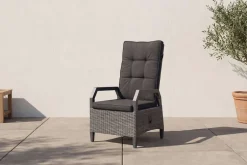 Dining-Sessel, anthrazit/grau, Alu/Polyrattan, 68x60x111cm, Kissen Inklusive, Witterungsbeständig Polyrattan-Gartenmöbel|Gartenstühle & Gartensessel