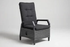 Dining-Sessel, anthrazit/grau, Alu/Polyrattan, 68x60x111cm, Kissen Inklusive, Witterungsbeständig Polyrattan-Gartenmöbel|Gartenstühle & Gartensessel