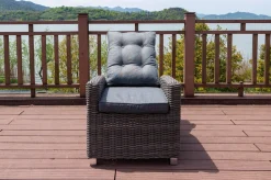 Dining Sessel, grau, Polyrattan, 74 x 83 x 110 cm, Rückenlehne stufenlos verstellbar Polyrattan-Gartenmöbel|Gartenstühle & Gartensessel