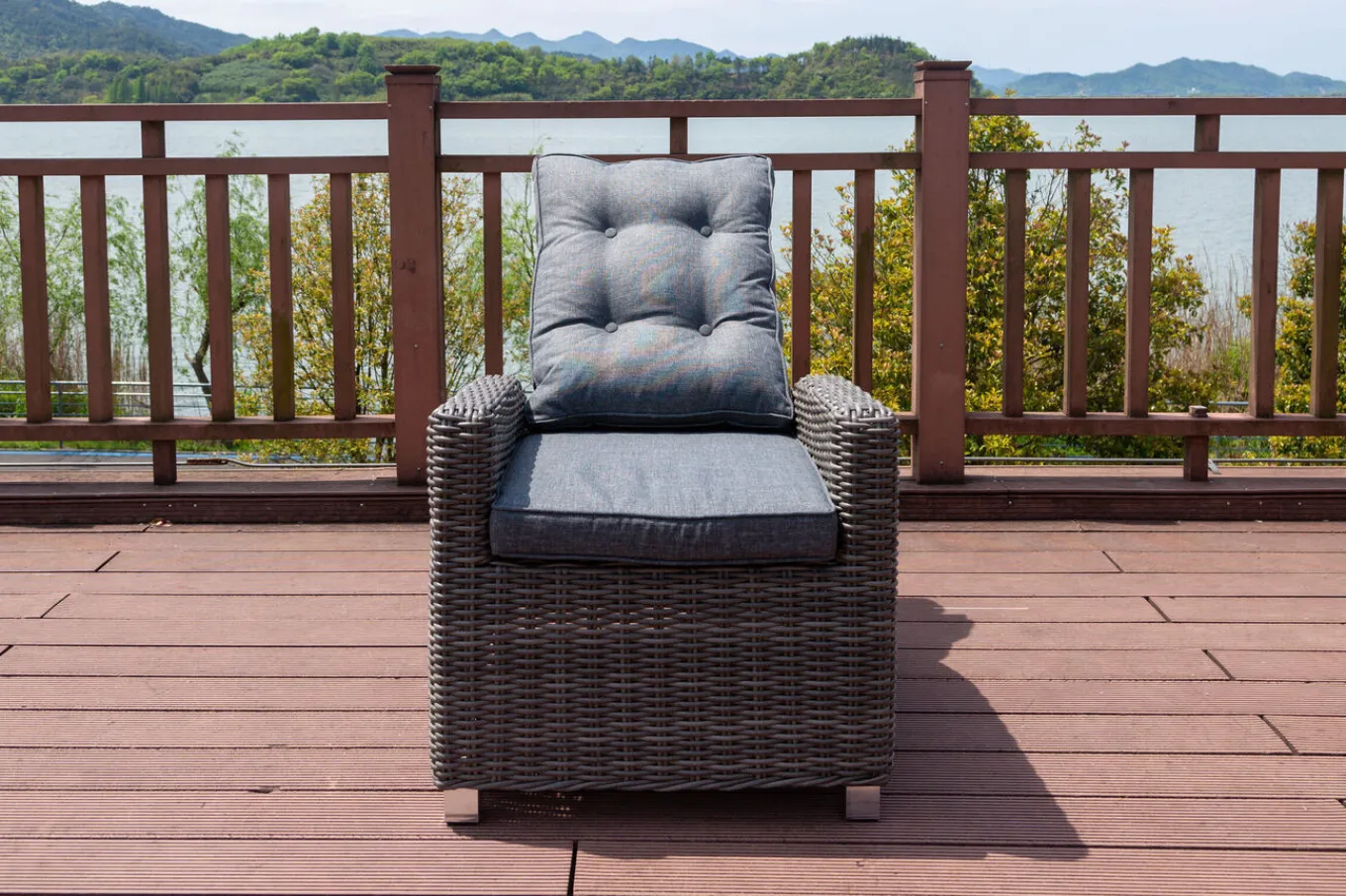 Dining Sessel, grau, Polyrattan, 74 x 83 x 110 cm, Rückenlehne stufenlos verstellbar Polyrattan-Gartenmöbel|Gartenstühle & Gartensessel
