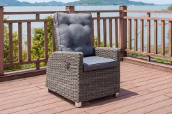 Dining Sessel, grau, Polyrattan, 74 x 83 x 110 cm, Rückenlehne stufenlos verstellbar Polyrattan-Gartenmöbel|Gartenstühle & Gartensessel