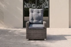 Dining Sessel, grau, Polyrattan, 74 x 83 x 110 cm, Rückenlehne stufenlos verstellbar Polyrattan-Gartenmöbel|Gartenstühle & Gartensessel