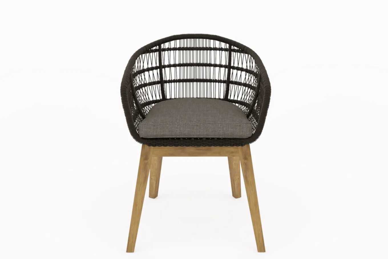 Discount Diningsessel, natur/schwarz, Teakholz/Rope, 60 x 61 x 79 cm, inkl. Polster, FSC®-zertifiziertes Produkt Gartenstühle & Gartensessel