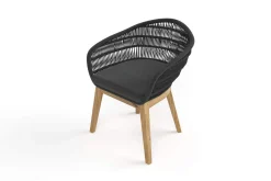 Discount Diningsessel, natur/schwarz, Teakholz/Rope, 60 x 61 x 79 cm, inkl. Polster, FSC®-zertifiziertes Produkt Gartenstühle & Gartensessel