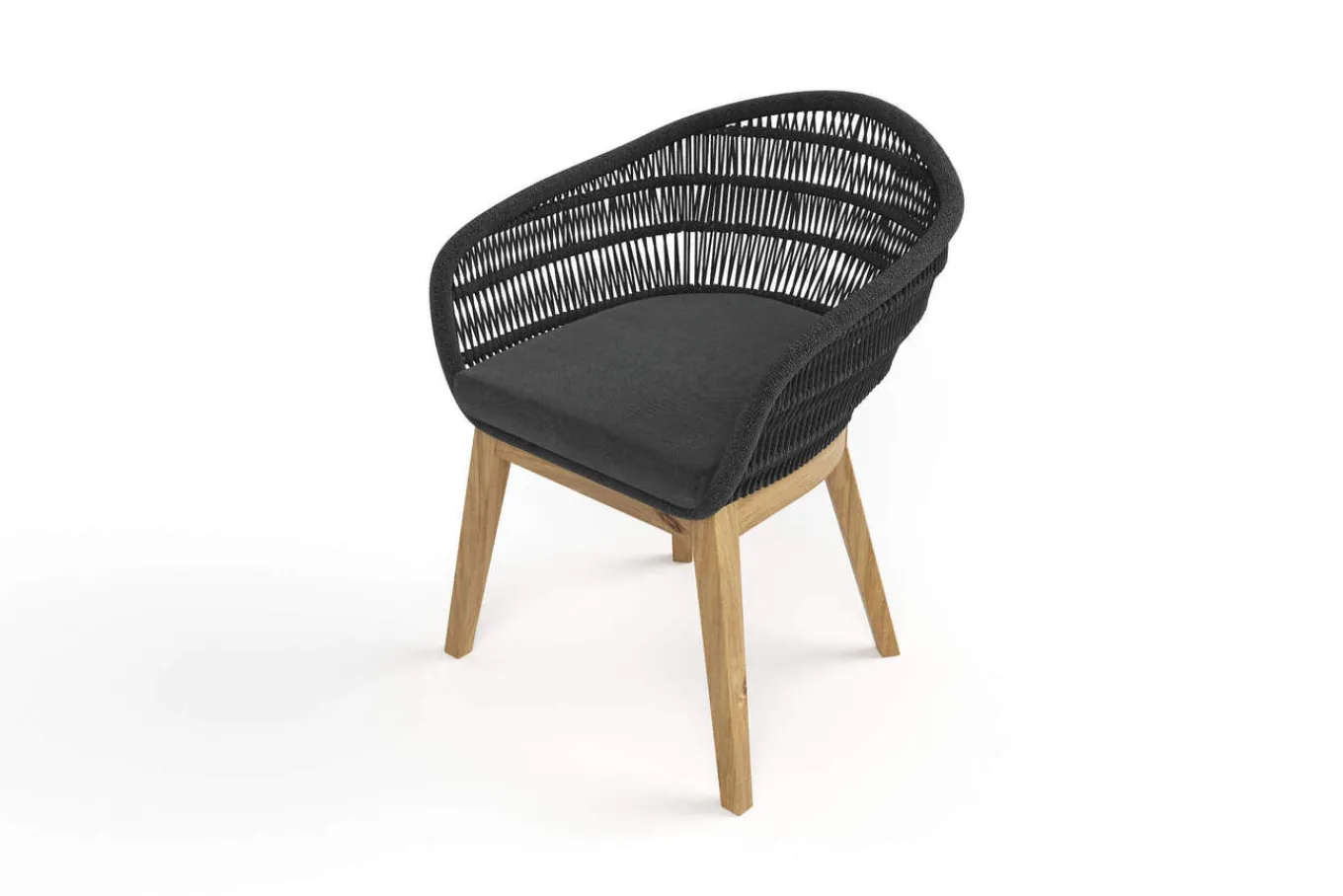 Discount Diningsessel, natur/schwarz, Teakholz/Rope, 60 x 61 x 79 cm, inkl. Polster, FSC®-zertifiziertes Produkt Gartenstühle & Gartensessel