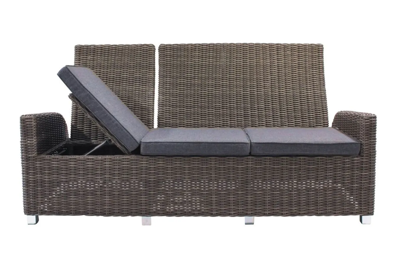 Best Dining 3-Sitzer Sofa, grau, Polyrattan, 210 x 83 x 110 cm, mehrfach verstellbar Polyrattan-Gartenmöbel|Gartenbänke & Gartensofas