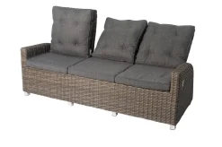 Best Dining 3-Sitzer Sofa, grau, Polyrattan, 210 x 83 x 110 cm, mehrfach verstellbar Polyrattan-Gartenmöbel|Gartenbänke & Gartensofas
