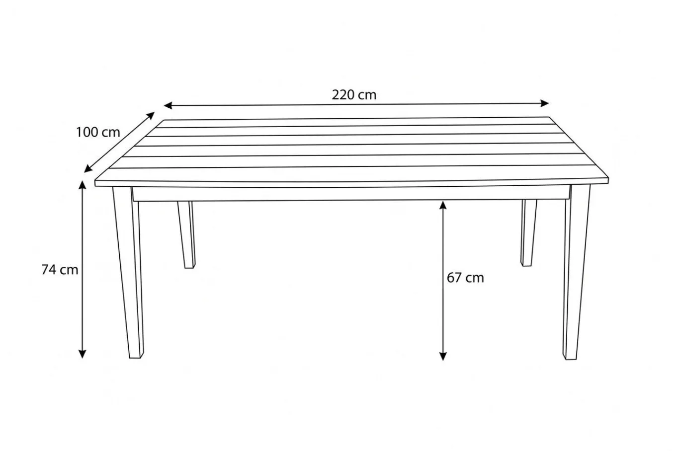 New Dining-Tisch Borneo, Akazie gebürstet, natur, 220x100 cm, FSC®-zertifiziertes Produkt Gartentische|Akazien-Gartenmöbel